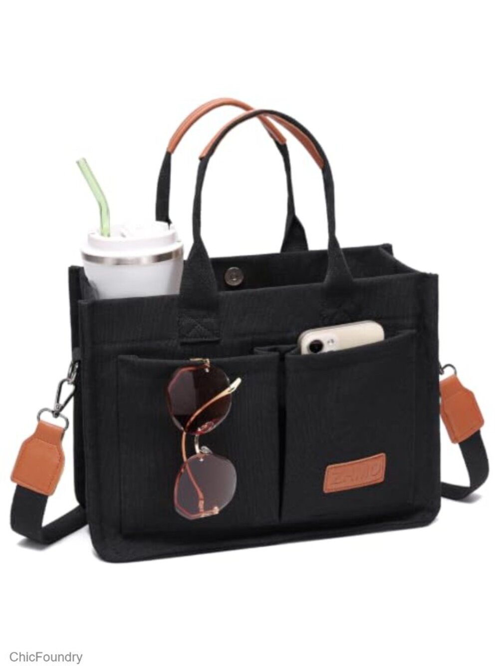 Large Canvas Tote Bag for Women Work Laptop Travel Crossbody Shoulder Bag